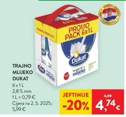 Trajno mlijeko Dukat