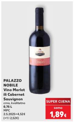 PALAZZO NOBILE Vino Merlot ili Cabernet Sauvignon