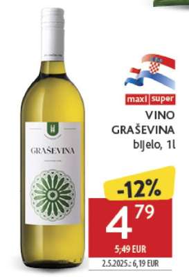 VINO GRAŠEVINA bijelo, 1l