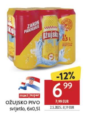 OŽUJSKO PIVO svijetlo, 6x0,5l