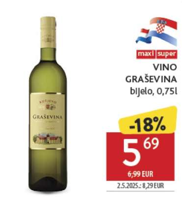 VINO GRAŠEVINA bijelo, 0,75l