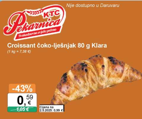 Croissant čoko-lješnjak 80 g Klara