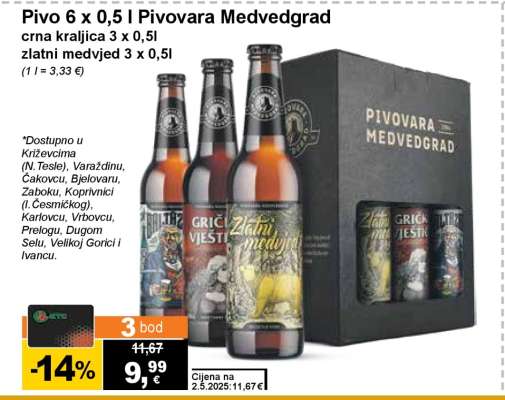 Pivo 6 x 0,5 l Pivovara Medvedgrad