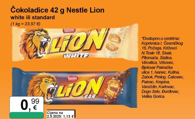 Čokoladice 42 g Nestle Lion
