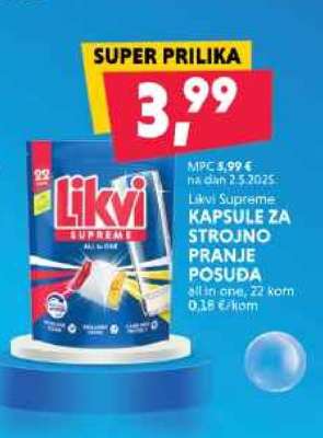 Likvi Supreme KAPSULE ZA STROJNO PRANJE POSUDA