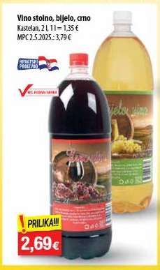 Vino stolno bijelo, crno