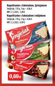 Napolitanke s čokoladom, lješnjakom