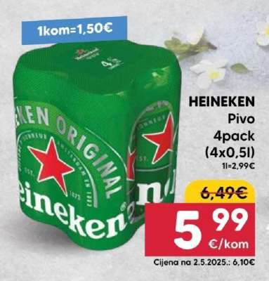HEINEKEN Pivo 4pack (4x0,5l)