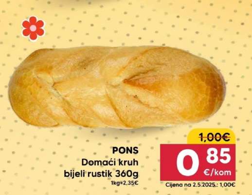 PONS Domaći kruh bijeli rustik 360g