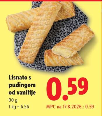 Lisnato s pudingom od vanilije