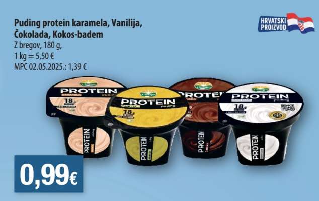 Puding protein karamela, Vanilija, Čokolada, Kokos-badem