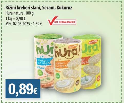 Rižini krekeri slani, sezam, kukuruz