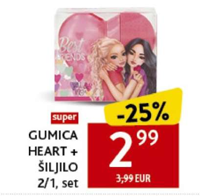 GUMICA HEART + ŠILJILO 2/1, set