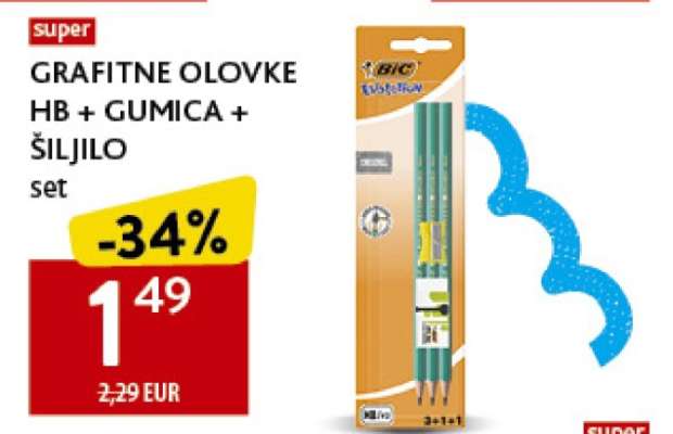 GRAFITNE OLOVKE HB + GUMICA + ŠILJILO set