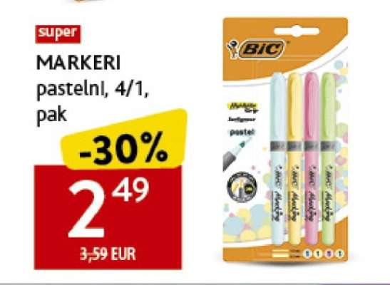 MARKERI pastelni, 4/1, pak