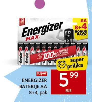 ENERGIZER BATERIJE AA 8+4, pak