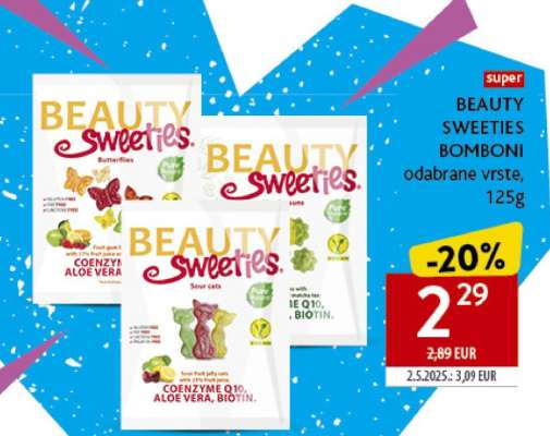 BEAUTY SWEETIES BOMBONI odabrane vrste, 125g
