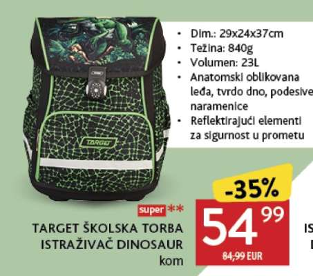 TARGET ŠKOLSKA TORBA ISTRAŽIVAČ DINOSAUR
