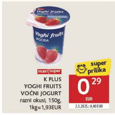 K PLUS YOGHI FRUITS VOĆNI JOGURT