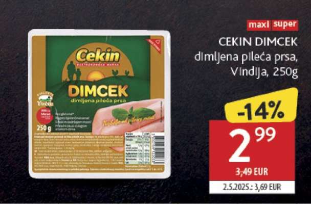 CEKIN DIMCEK dimljena pileća prsa, Vindija, 250g