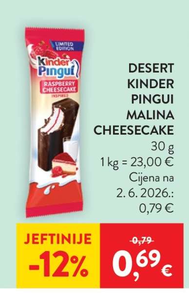 DESERT KINDER PINGUI MALINA CHEESECAKE