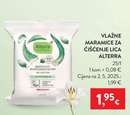 VLAŽNE MARAMICE ZA ČIŠĆENJE LICA ALTERRA