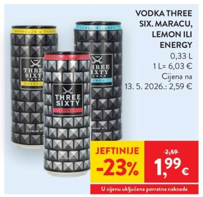 VODKA THREE SIX. MARACU, LEMON ILI ENERGY