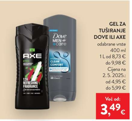 GEL ZA TUŠIRANJE DOVE ILI AXE
