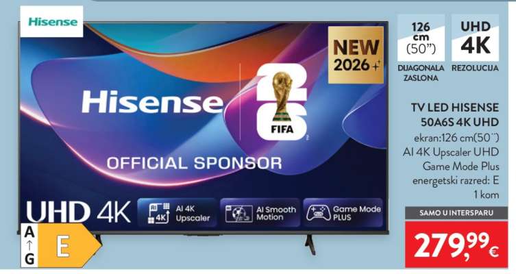TV LED HISENSE 50A65 4K UHD