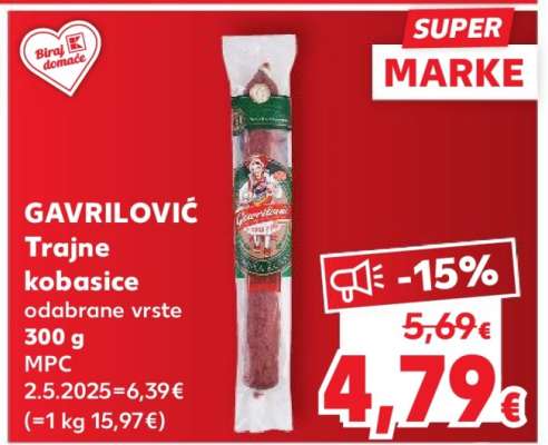 GAVRILOVIĆ Trajne kobasice odabrane vrste 300 g