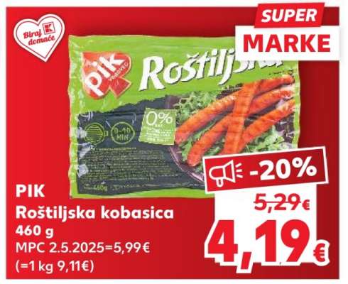 PIK Roštiljska kobasica 460 g