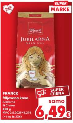 FRANCK Mljevena kava Jubilarna ili Crema