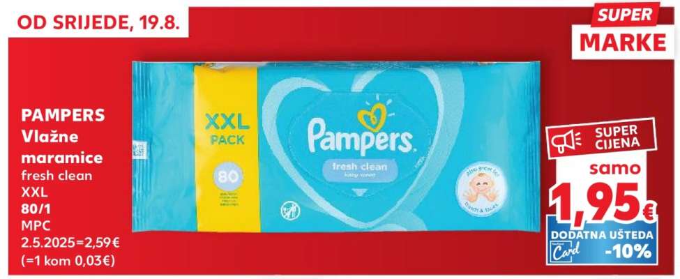 PAMPERS Vlažne maramice fresh clean XXL 80/1 MPC
