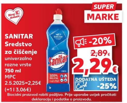 SANITAR Sredstvo za čišćenje univerzalno razne vrste 750 ml MPC