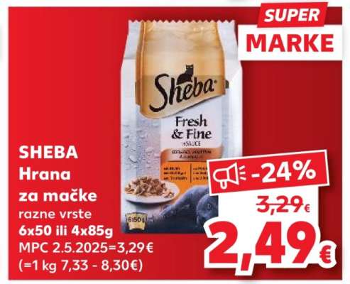 SHEBA Hrana za mačke razne vrste 6x50 ili 4x85g