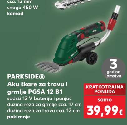 PARKSIDE® Aku škare za travu i grmlje PGSA 12 B1