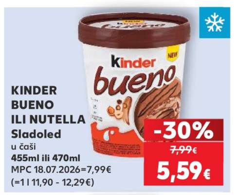 KINDER BUENO ILI NUTELLA Sladoled u čaši