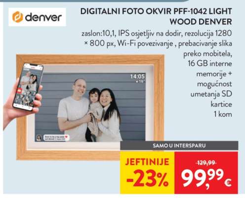 DIGITALNI FOTO OKVIR PFF-1042 LIGHT WOOD DENVER