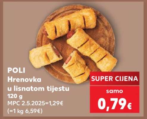Poli hrenovka u lisnatom tijestu 120 g