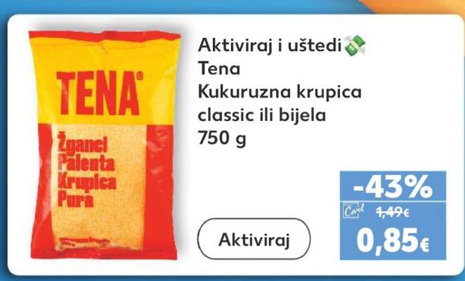 Tena Kukuruzna krupica classic ili bijela 750 g