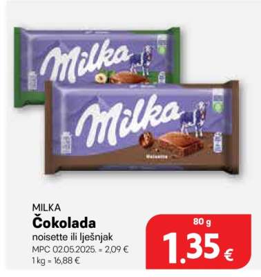 MILKA Čokolada noisette ili lješnjak