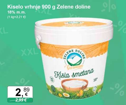 Kiselo vrhnje 900 g Zelene doline