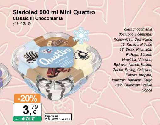 Sladoled 900 ml Mini Quattro classic ili chocomania
