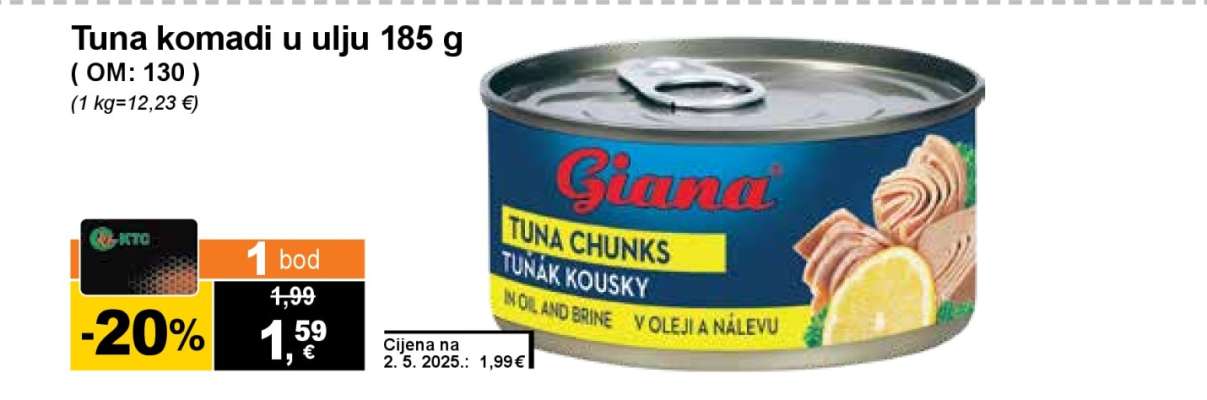 Tuna komadi u ulju 185 g