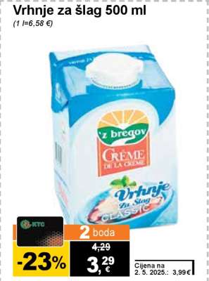 Vrhnje za šlag 500 ml