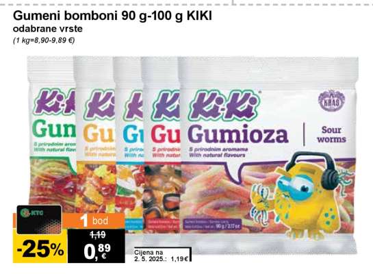 Gumeni bomboni 90 g - 100 g KIKI