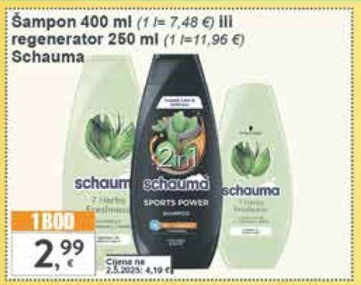 Šampon 400 ml ili regenerator 250 ml Schauma