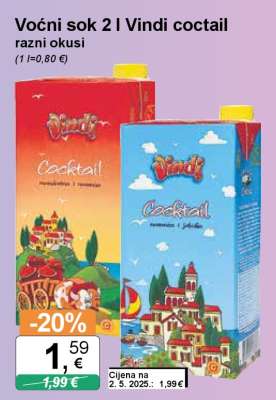Voćni sok 2 l Vindi coctail