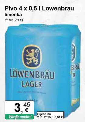 Pivo 4 x 0,5 l Lowenbrau limenka