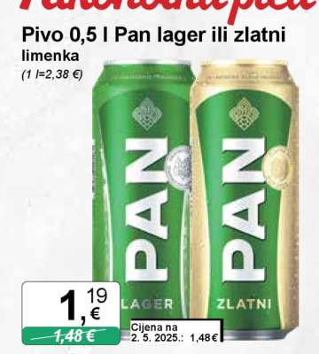 Pivo 0,5 l Pan lager ili zlatni limenka